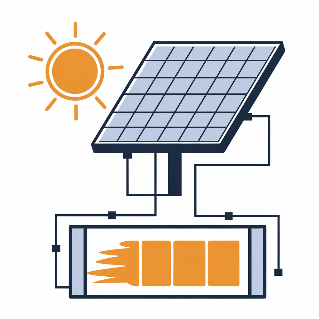 Diagrama del funcionamiento de una batería solar